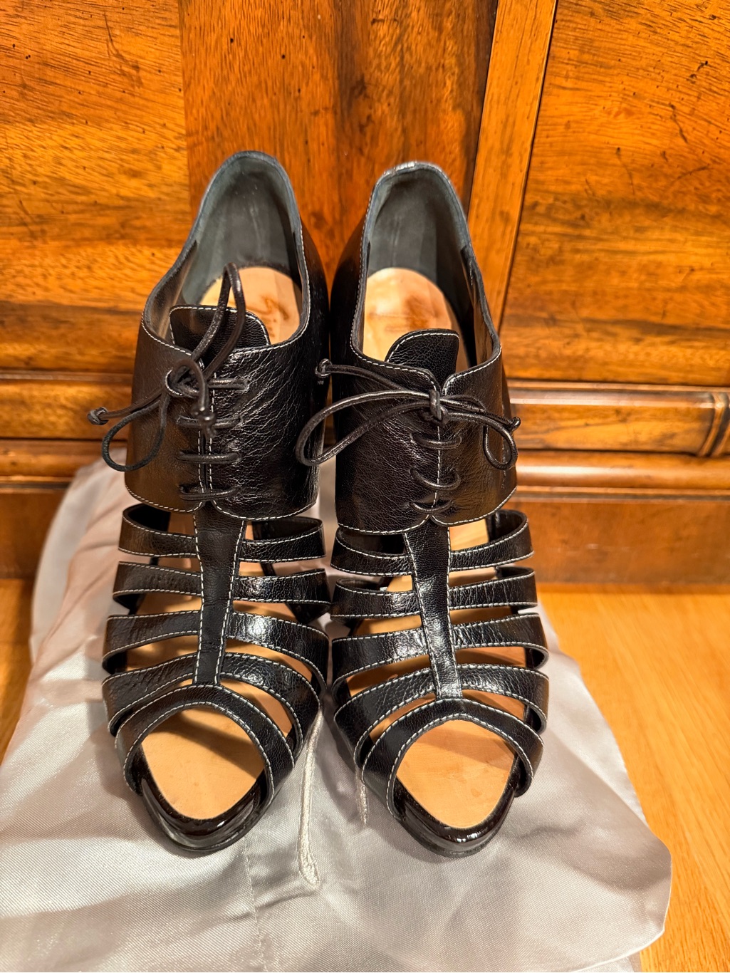Giuseppe Zanotti Women’s Black Strappy Lace-Up Heeled Booties